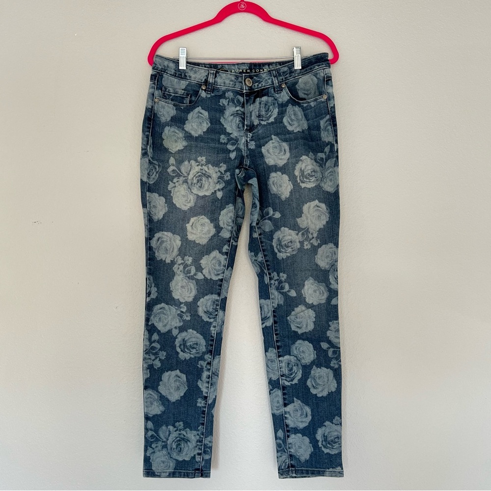 LC Lauren Conrad floral denim jeans